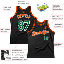 Load image into Gallery viewer, Custom Black Kelly Green-Orange Authentic Throwback Basketball Jersey