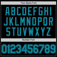 Load image into Gallery viewer, Custom Black Teal Authentic Throwback Basketball Jersey