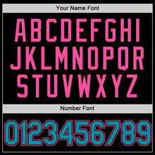 Load image into Gallery viewer, Custom Black Teal-Pink Authentic Throwback Basketball Jersey