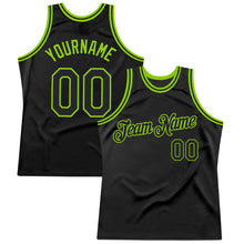 Load image into Gallery viewer, Custom Black Neon Green Authentic Throwback Basketball Jersey
