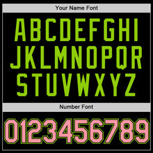 Load image into Gallery viewer, Custom Black Medium Pink-Neon Green Authentic Throwback Basketball Jersey