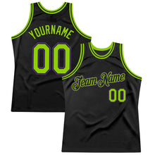 Load image into Gallery viewer, Custom Black Neon Green-Purple Authentic Throwback Basketball Jersey