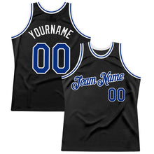 Load image into Gallery viewer, Custom Black Royal-White Authentic Throwback Basketball Jersey
