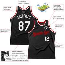 Load image into Gallery viewer, Custom Black White-Red Authentic Throwback Basketball Jersey