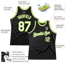 Load image into Gallery viewer, Custom Black White-Neon Green Authentic Throwback Basketball Jersey