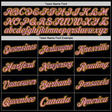 Load image into Gallery viewer, Custom Black Medium Pink-Gold Authentic Throwback Basketball Jersey