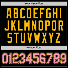 Load image into Gallery viewer, Custom Black Medium Pink-Gold Authentic Throwback Basketball Jersey