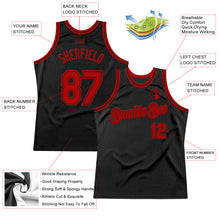 Load image into Gallery viewer, Custom Black Red Authentic Throwback Basketball Jersey