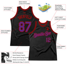Load image into Gallery viewer, Custom Black Purple-Red Authentic Throwback Basketball Jersey