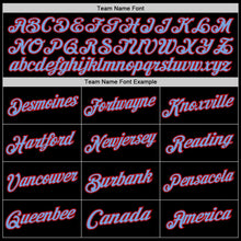 Load image into Gallery viewer, Custom Black Light Blue-Red Authentic Throwback Basketball Jersey