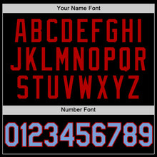 Load image into Gallery viewer, Custom Black Light Blue-Red Authentic Throwback Basketball Jersey