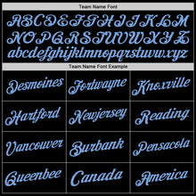 Load image into Gallery viewer, Custom Black Light Blue Authentic Throwback Basketball Jersey