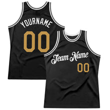 Load image into Gallery viewer, Custom Black Old Gold-White Authentic Throwback Basketball Jersey
