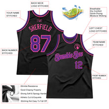 Load image into Gallery viewer, Custom Black Purple-Pink Authentic Throwback Basketball Jersey