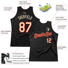 Load image into Gallery viewer, Custom Black Cream-Red Authentic Throwback Basketball Jersey