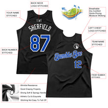 Load image into Gallery viewer, Custom Black Thunder Blue-White Authentic Throwback Basketball Jersey