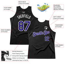 Load image into Gallery viewer, Custom Black Dark Purple-White Authentic Throwback Basketball Jersey