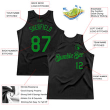 Load image into Gallery viewer, Custom Black Grass Green Authentic Throwback Basketball Jersey