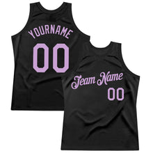 Load image into Gallery viewer, Custom Black Light Purple Authentic Throwback Basketball Jersey