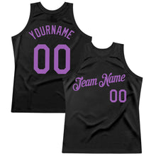 Load image into Gallery viewer, Custom Black Medium Purple Authentic Throwback Basketball Jersey