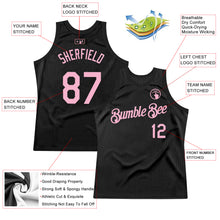 Load image into Gallery viewer, Custom Black Light Pink Authentic Throwback Basketball Jersey