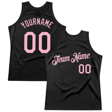 Load image into Gallery viewer, Custom Black Light Pink Authentic Throwback Basketball Jersey