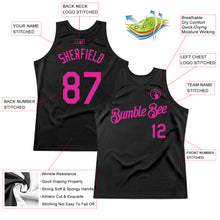 Load image into Gallery viewer, Custom Black Deep Pink Authentic Throwback Basketball Jersey