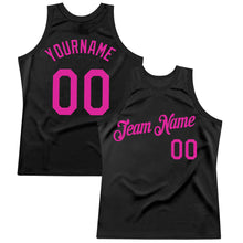 Load image into Gallery viewer, Custom Black Deep Pink Authentic Throwback Basketball Jersey