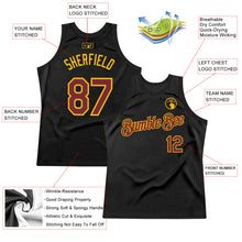Load image into Gallery viewer, Custom Black Burgundy-Gold Authentic Throwback Basketball Jersey