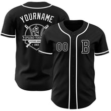Load image into Gallery viewer, Custom Black White Authentic Baseball Jersey
