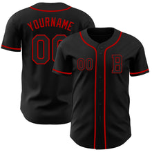 Load image into Gallery viewer, Custom Black Red Authentic Baseball Jersey