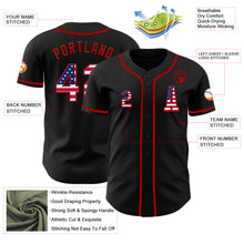 Load image into Gallery viewer, Custom Black USA Flag-Red Authentic Baseball Jersey