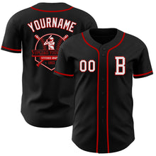 Load image into Gallery viewer, Custom Black White-Red Authentic Baseball Jersey