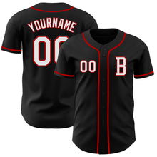 Load image into Gallery viewer, Custom Black White-Red Authentic Baseball Jersey