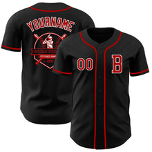 Load image into Gallery viewer, Custom Black Red-White Authentic Baseball Jersey