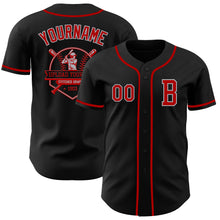 Load image into Gallery viewer, Custom Black Red-Gray Authentic Baseball Jersey
