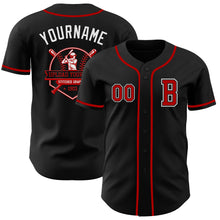 Load image into Gallery viewer, Custom Black Red-White Authentic Baseball Jersey
