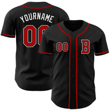 Load image into Gallery viewer, Custom Black Red-White Authentic Baseball Jersey
