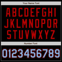 Load image into Gallery viewer, Custom Black Light Blue-Red Authentic Baseball Jersey