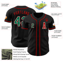 Load image into Gallery viewer, Custom Black Kelly Green-Red Authentic Baseball Jersey
