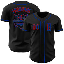 Load image into Gallery viewer, Custom Black Royal-Red Authentic Baseball Jersey
