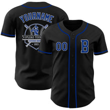 Load image into Gallery viewer, Custom Black Royal-Gray Authentic Baseball Jersey