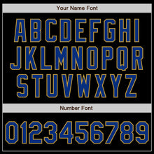 Load image into Gallery viewer, Custom Black Royal-Old Gold Authentic Baseball Jersey