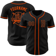 Load image into Gallery viewer, Custom Black Orange Authentic Baseball Jersey