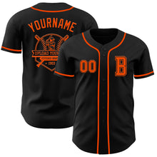 Load image into Gallery viewer, Custom Black Orange Authentic Baseball Jersey
