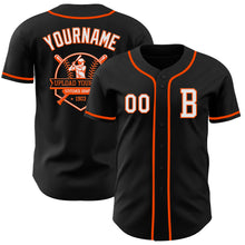 Load image into Gallery viewer, Custom Black White-Orange Authentic Baseball Jersey