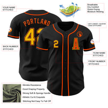 Load image into Gallery viewer, Custom Black Gold-Orange Authentic Baseball Jersey