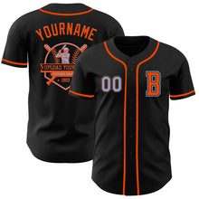 Load image into Gallery viewer, Custom Black Light Blue-Orange Authentic Baseball Jersey