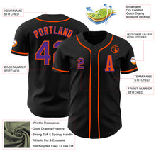 Load image into Gallery viewer, Custom Black Purple-Orange Authentic Baseball Jersey