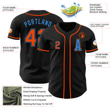 Load image into Gallery viewer, Custom Black Orange-Electric Blue Authentic Baseball Jersey